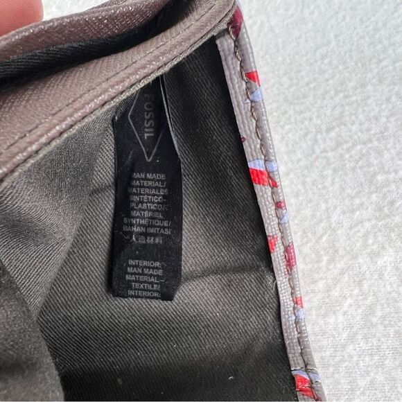 Fossil Mini Wallet Bifold Gray Red Geometric Contemporary - Picture 4 of 8